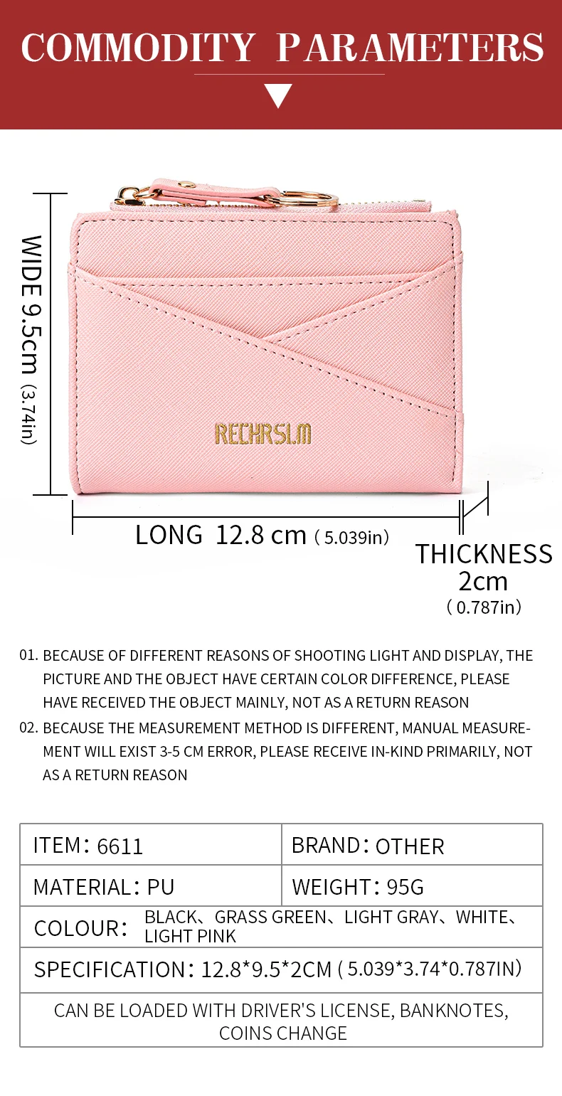 Frauen PU Leder Kupplung Brieftasche Mini Münze Karte Halter Kurze Schnalle Handtasche Neue Mode Kleine Größe Frauen Brieftasche – Detail 6