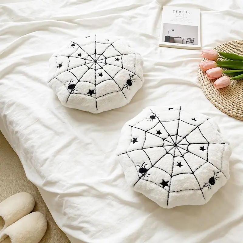 Halloween Spider Web Black White Cushion Nordic Minimalist Light Luxury for Sofa Bay Window Scene Decor