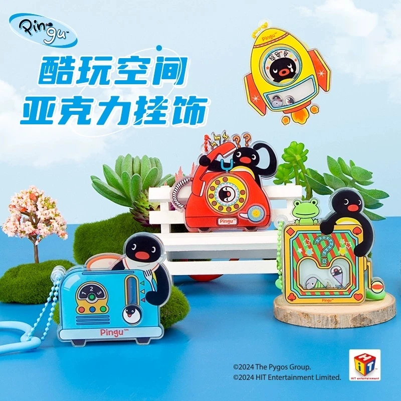 

New Genuine Cartoon Pingu Cool Play Space Acrylic Series Decoration Simple Backpack Pendant Children'S Birthday Gift