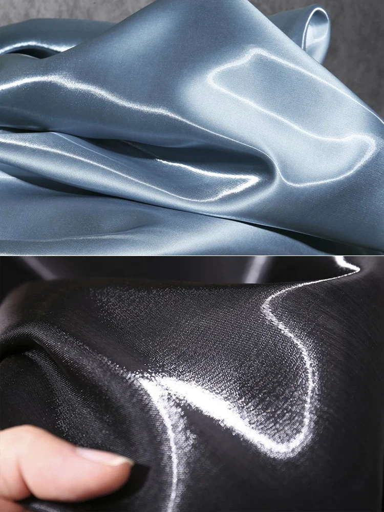 150*50cm Liquid Water Satin Fabric Light Skirt Pants Silk Smooth Crystal Satin Reflective Gift Clothing Designer Fabric