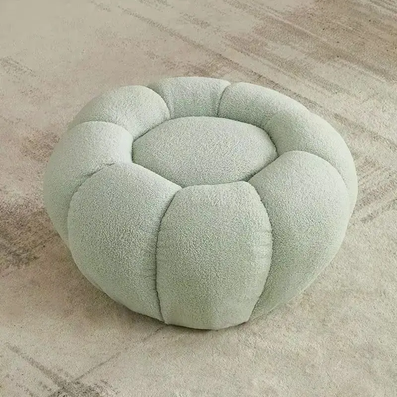 

Pumpkin Sofa Low Stools Foot pedal Lamb Wool Shape Velvet Fabric Simple Modern Living Room Light Luxury Bedroom Round Ottomans