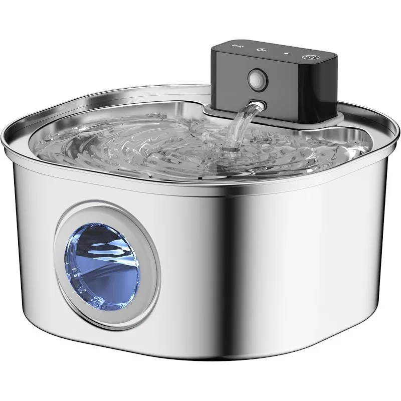 

Stainless Steel Wireless Cat Water Fountain: 3.2L/108oz 3-Modes Pet Drinking Fountain Indoor Cordless Motion Sensor Fountain