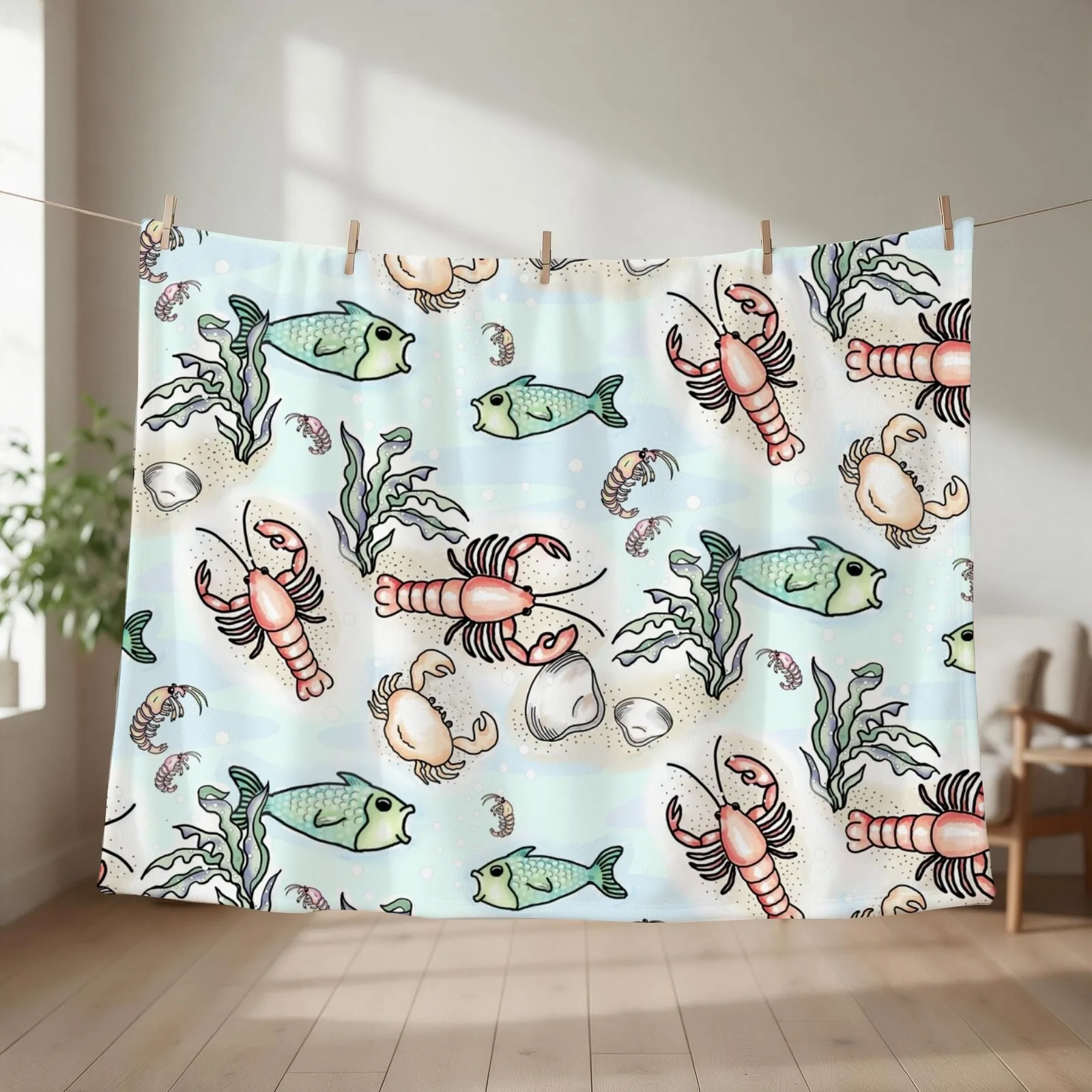 MY DAY AT THE SHORE Throw Blanket couch cozy soft plush fuzzy picnic outdoor blanket