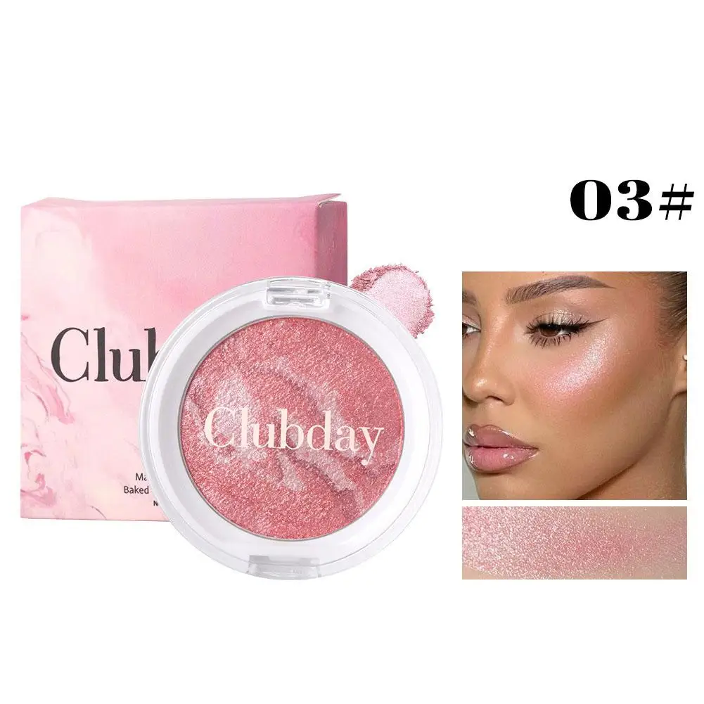 Pearly Blush Marmormuster Gesicht gebacken Erhellen Rouge Langlebiges natürliches Make-up Hochglanz Gesicht Highlight Konturpigment X9w9