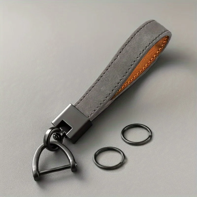1 سلسلة مفاتيح سيارة أنيقة ومتينة مع ملحقات مفاتيح اختيارية متعددة، جلد مقلد، سلسلة مفاتيح بلون موحد، سهلة الاستخدام #3
