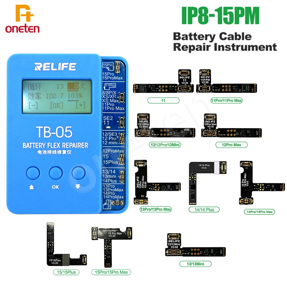 RELIFE TB-05 Battery Repair Flex for IPhone 11 12 13 14 15Pro Max Remove Warning Battery External Flex Cable Replacement Repair