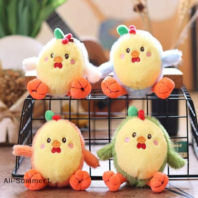 Cartoon Fruit Avocado Chicken Plush Keychain Creative Stuffed Doll Keyring Student Bag Pendant Backpack Hanging Decoration Gifts