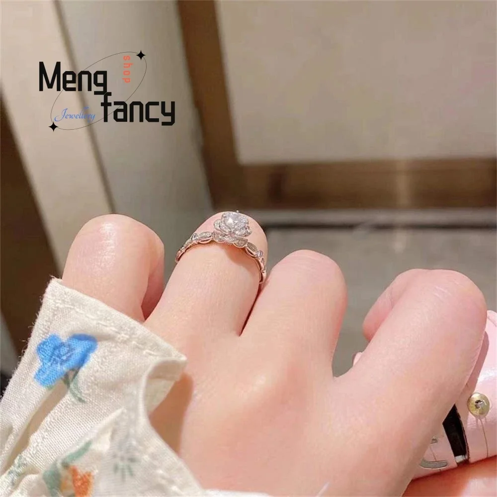 Castle Fireworks Series Blooming Rose Diamond Ring Couple Luxury Quality Fine Jewelry Exquisite High-grade Elegant Holiday Gifts