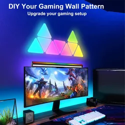 RGB wall lamp,room decoration triangular DIY LED gaming lamp,remote control/Bluetooth APP control,music rhythm background light