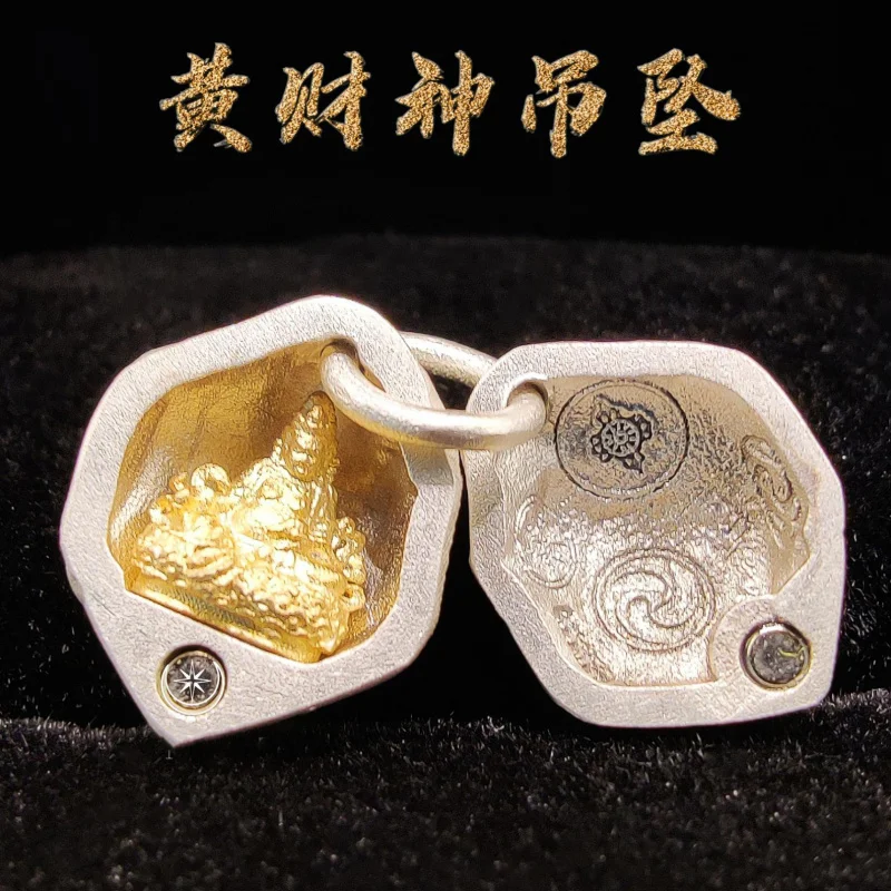 

Pure Copper Tibetan Yellow Jambhala Magnetic Switch Pendant 3D Relief Side Hanging Small Element Buddha ShrineDIYPendant Accesso