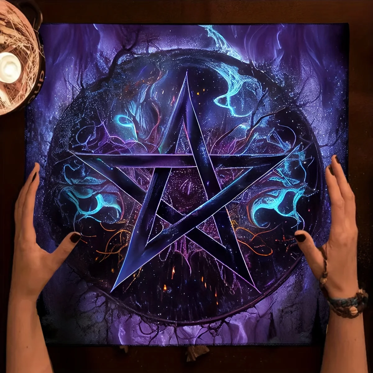 VIKAMA Star Pattern Tarot Tablecloth, Zodiac-Themed Durable Fabric, Ideal for Tarot Reading and Witchy Home Decor