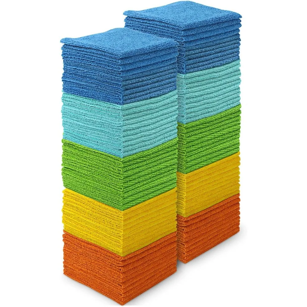 

100 Pack Microfiber Cleaning Cloths Soft Absorbent Towels for Car Kitchen Home Window Dusting 12x12