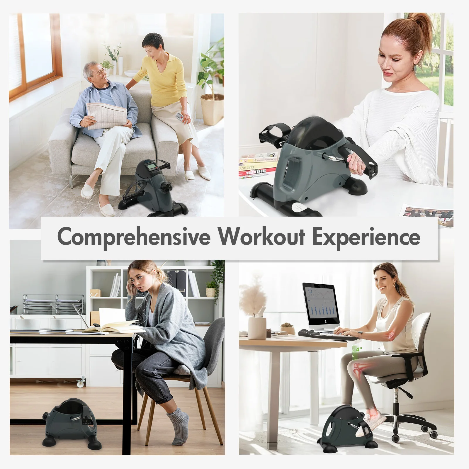 Mini Pedal Exercise Bike Under Desk Bicycle Trainer Fitness Cycling Portable LCD Display Arm Leg Fitness Equipment Home Office