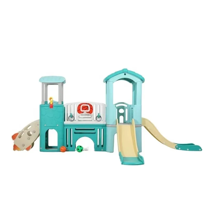 Plastic Outdoor Kids Playhouse with Slide Indoor Multi-function Playground for Children