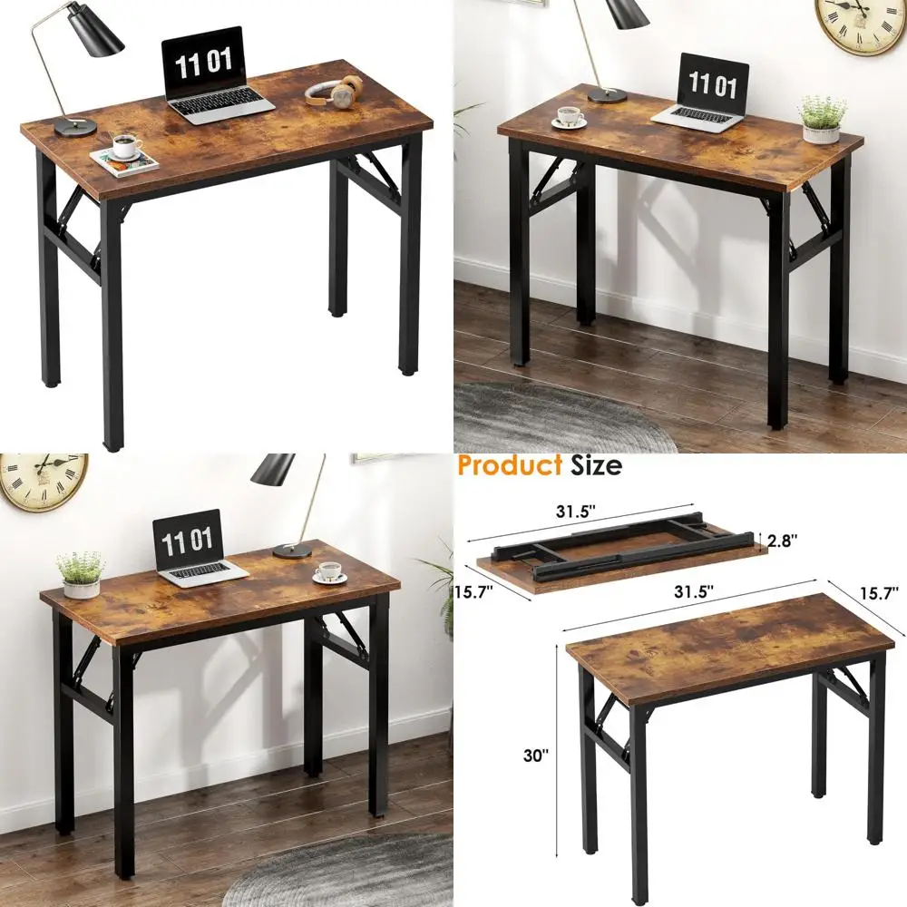 Folding Computer Desk 31.5 Inch Compact Office Writing Work Study Kids Student Teacher Home Bedroom Table for Small Spaces