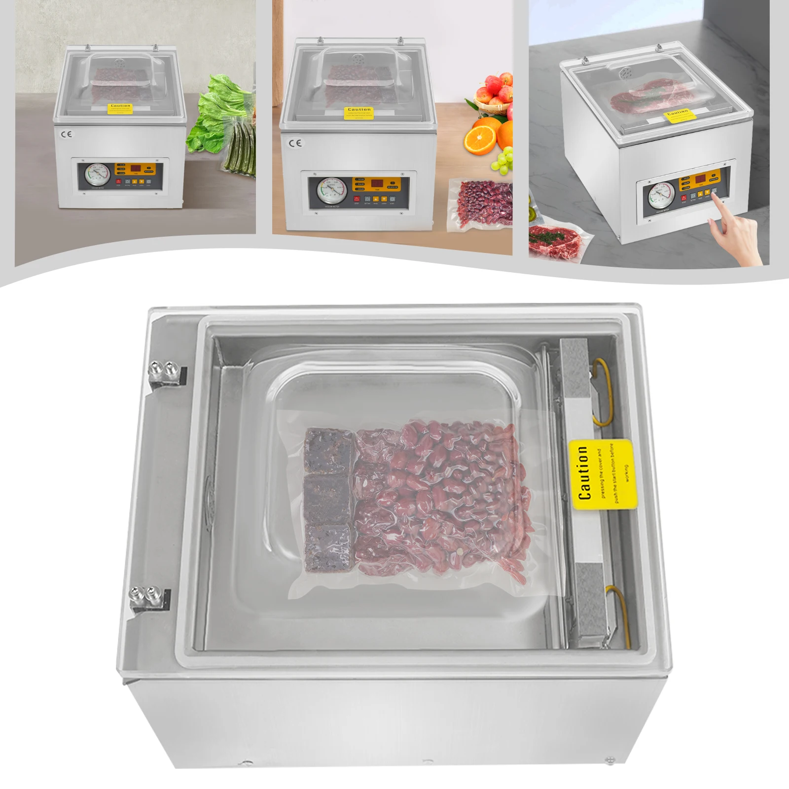 110V Chamber Vacuum Sealer DZ-260S Kitchen Food Chamber Vacuum Sealer for Preserving Grains Meat and Vegetables