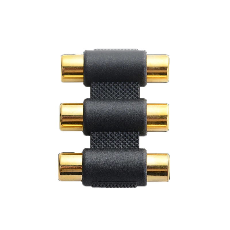 1/2/5pcs Video  3rca female to 3rca female straight AV Coupler Audio Converter Connector gold plated adapter plug Socket D5