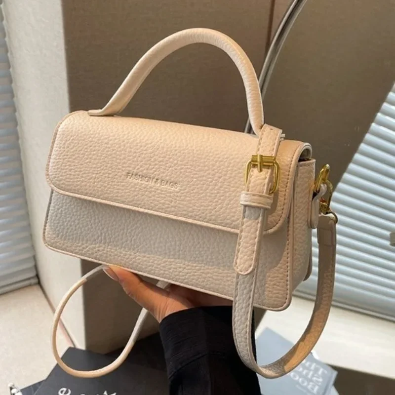 2024 New Fashion Retro Simple Bag Lychee Pattern Versatile Women's Shoulder Crossbody Women's Portable Small Square Bag