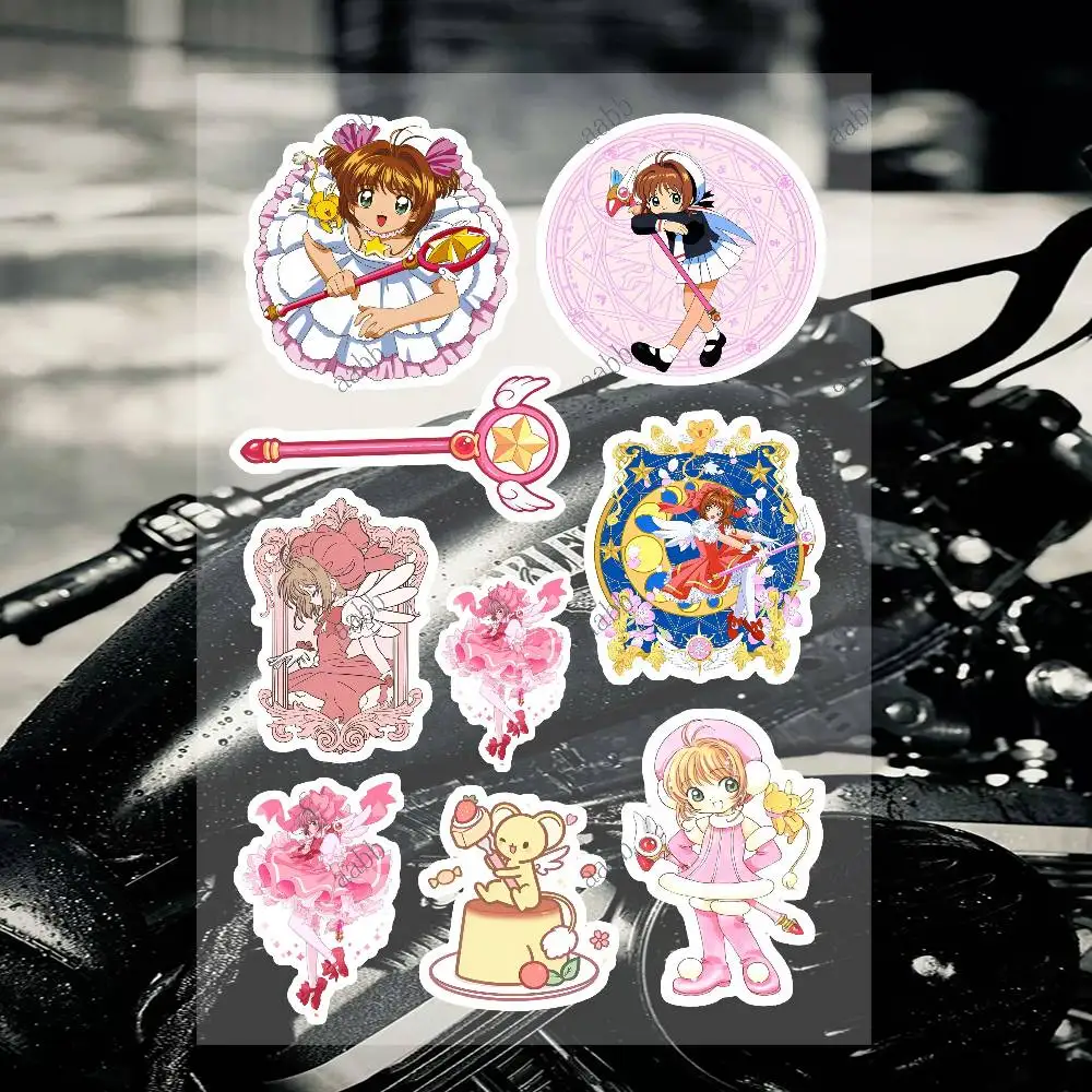 Anime C-cardcaptor S-sakura Custom Motorcycle Sticker Kit Reflective Decal Set For Helmet Tank Fairing Body Graphics