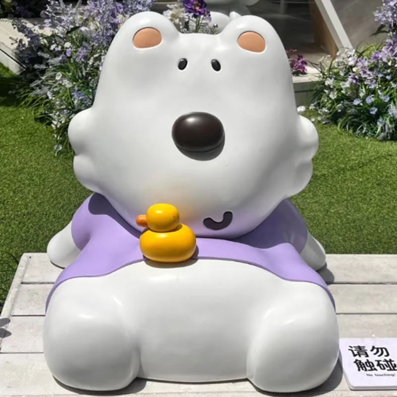 

Cute little white bear decorative outdoor landscape fiberglass sculpture stay decorative bear stone sculpture