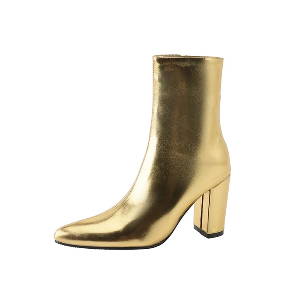 Zapatos De Mujer Sexy High Heels Ankle Boots Women Night-Club Dancing Fetish Gold Silver colour Goth Shoes Big Size 47 48 13-10