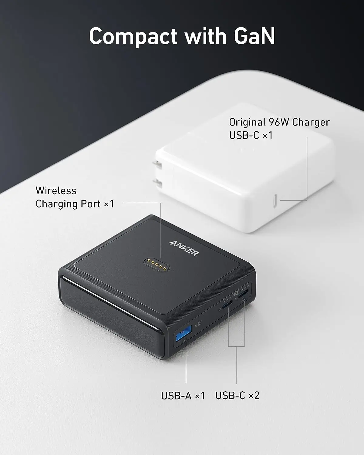 Anker-primパワーバンク,充電ベース,4ポートの急速充電,100W