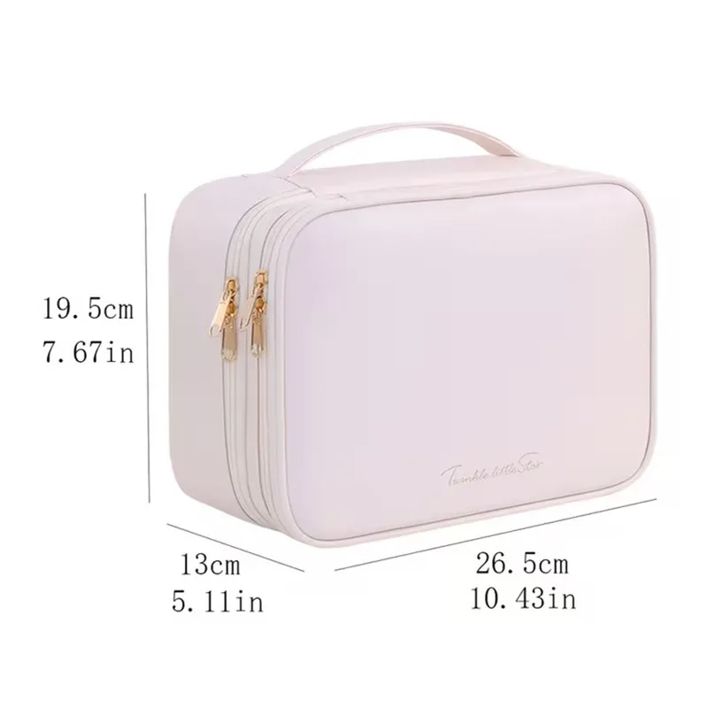 PU Makeup Brushes Storage Bag Double Layer Cosmetic Organizer with Mesh Pockets Removable Dividers for Lipsticks Makeup Brushes