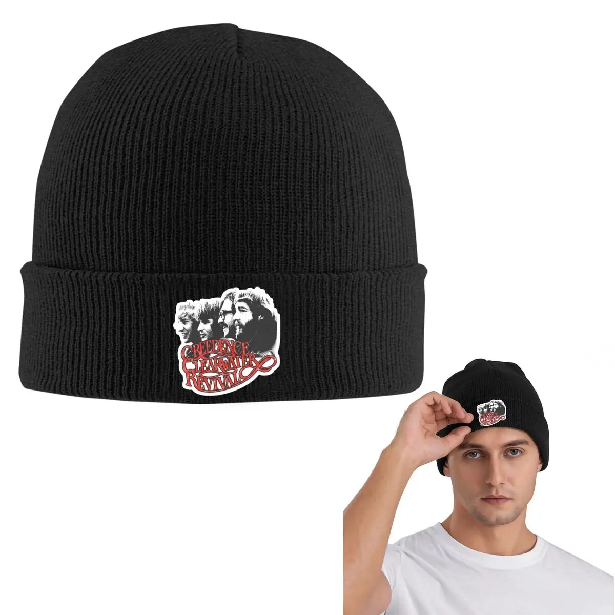 Creedence Clearwater Revivals Warm Knitted Cap Hip Hop Bonnet Hat Autumn Winter Outdoor Beanies Hats for Unisex Adult