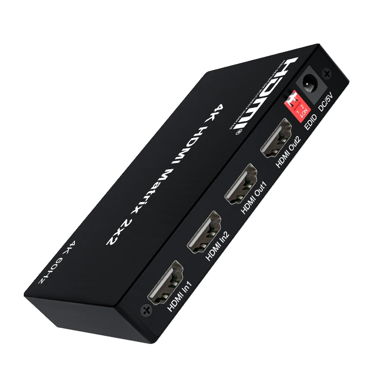 Audio Matrix Switching hdmi 2x2 4k@60 HDMI Distributor with 3D Support 2 in 2 out Switch Splitter Converter for PS4 PC Laptop TV