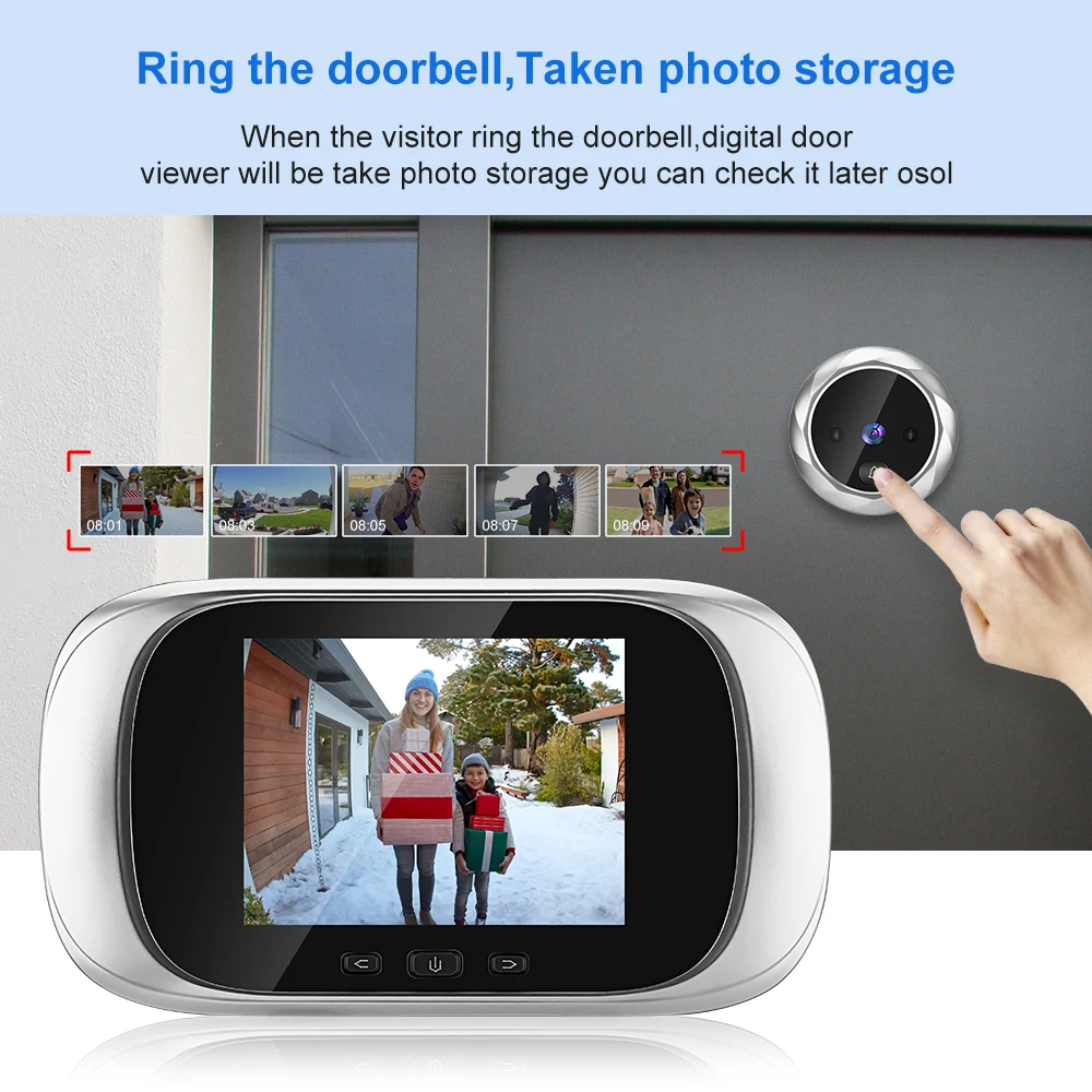 Elecpow New Peephole Doorbell Camera 2.8Inch TFT LCD 90° Infrared Night Vision Door Camera Video Automatic Storage Door Viewer