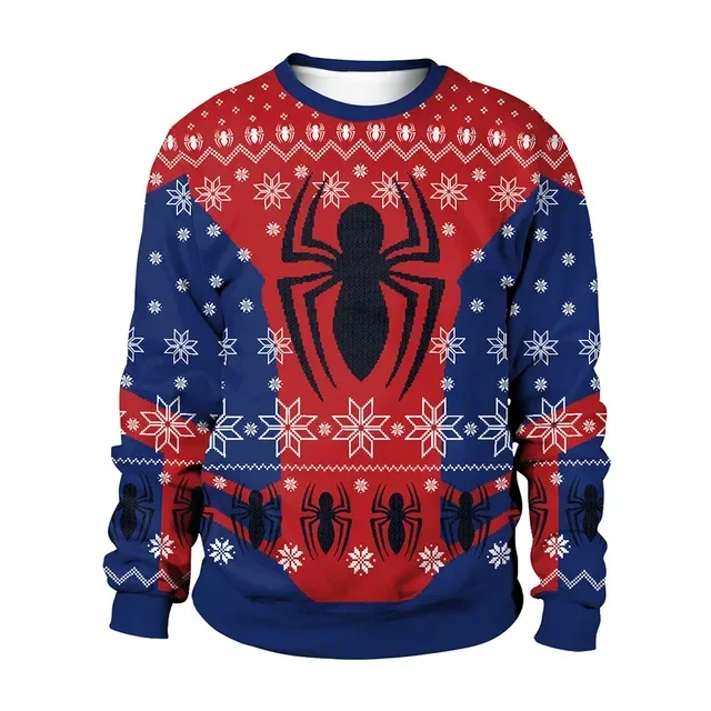 Spiderman Men's Pullover Stitch Boy Girl Hoodie 3D Print Wonder Woman Long Sleeve Top Marvel Men's Pullover Disney Mens Clothing