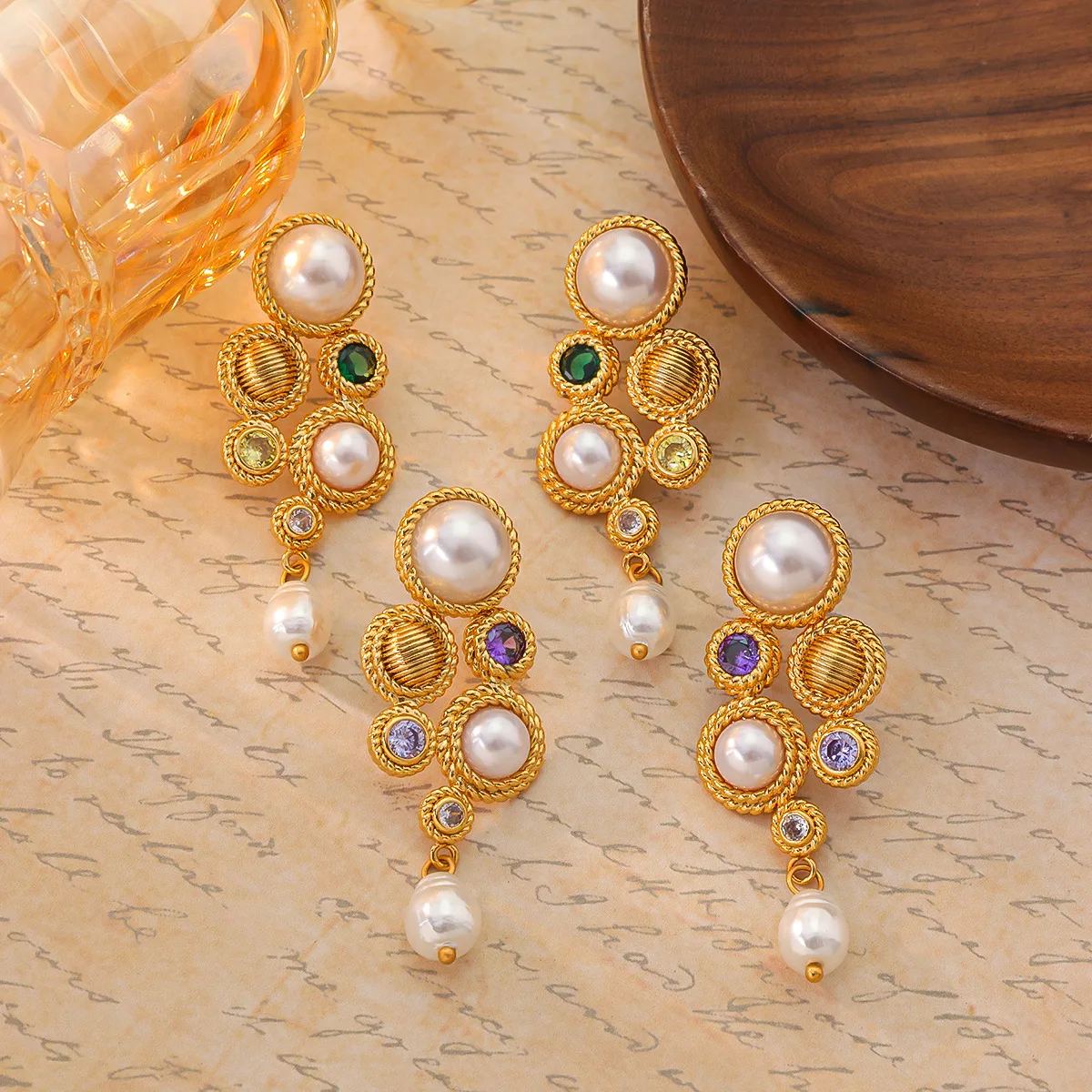 Niche Light Luxury Long Earrings 925 Silver Needle Zircon Pearl Inlay Shows High-end Sense