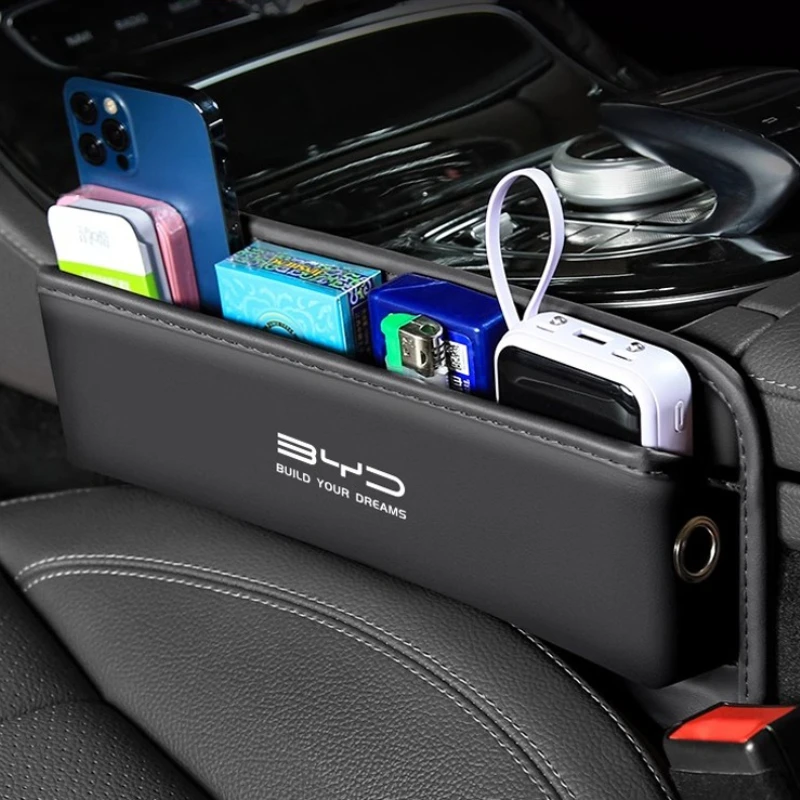 For BYD KING Destroyer 05 Car Seat Gap Filler Leather Storage Box Pocket mobile Phone key Holder Storage Bag Interior Organizer