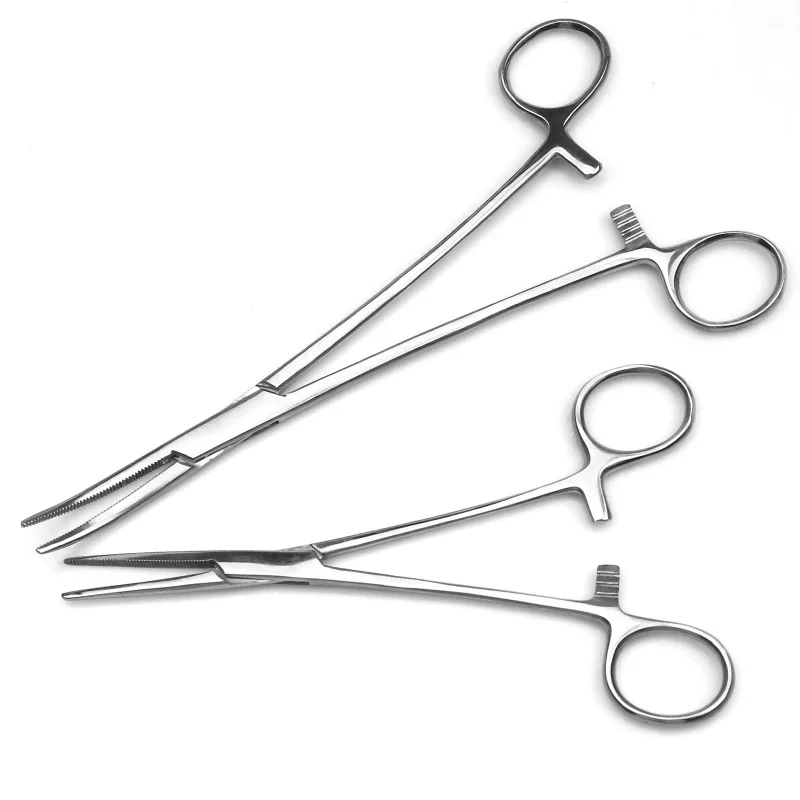 14/16/18/20cm Stainless Steel Hemostatic Forceps Fishing Hook Extractor Needle Holding Straight/elbow Plucking Tip Size Tweezers