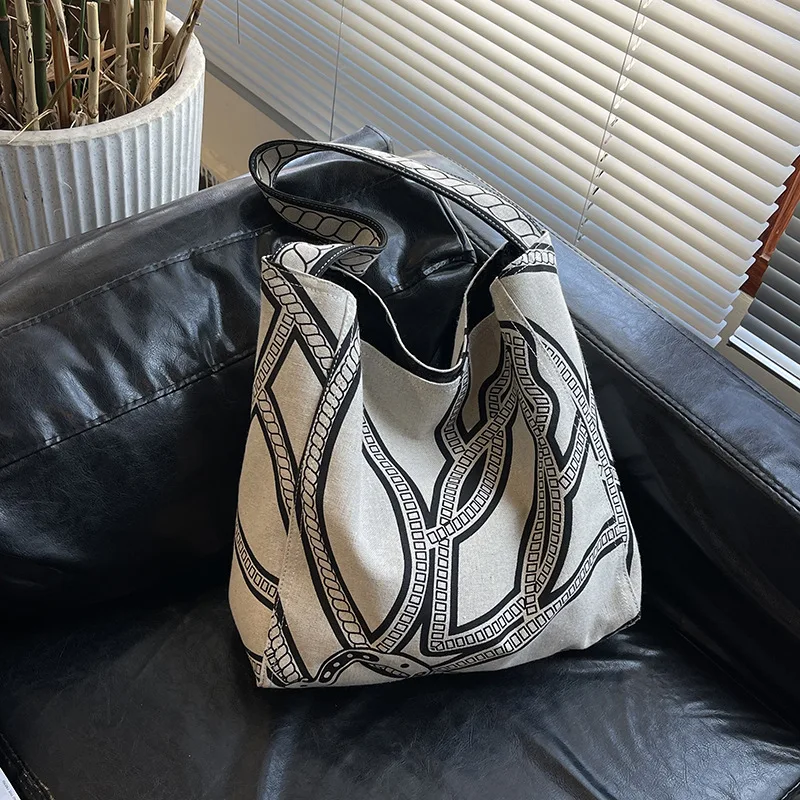 

Artisanal Bucket Shopper - Ethnic Motif Linen Tote | Boho-Chic Shoulder Bag | Beach & Market