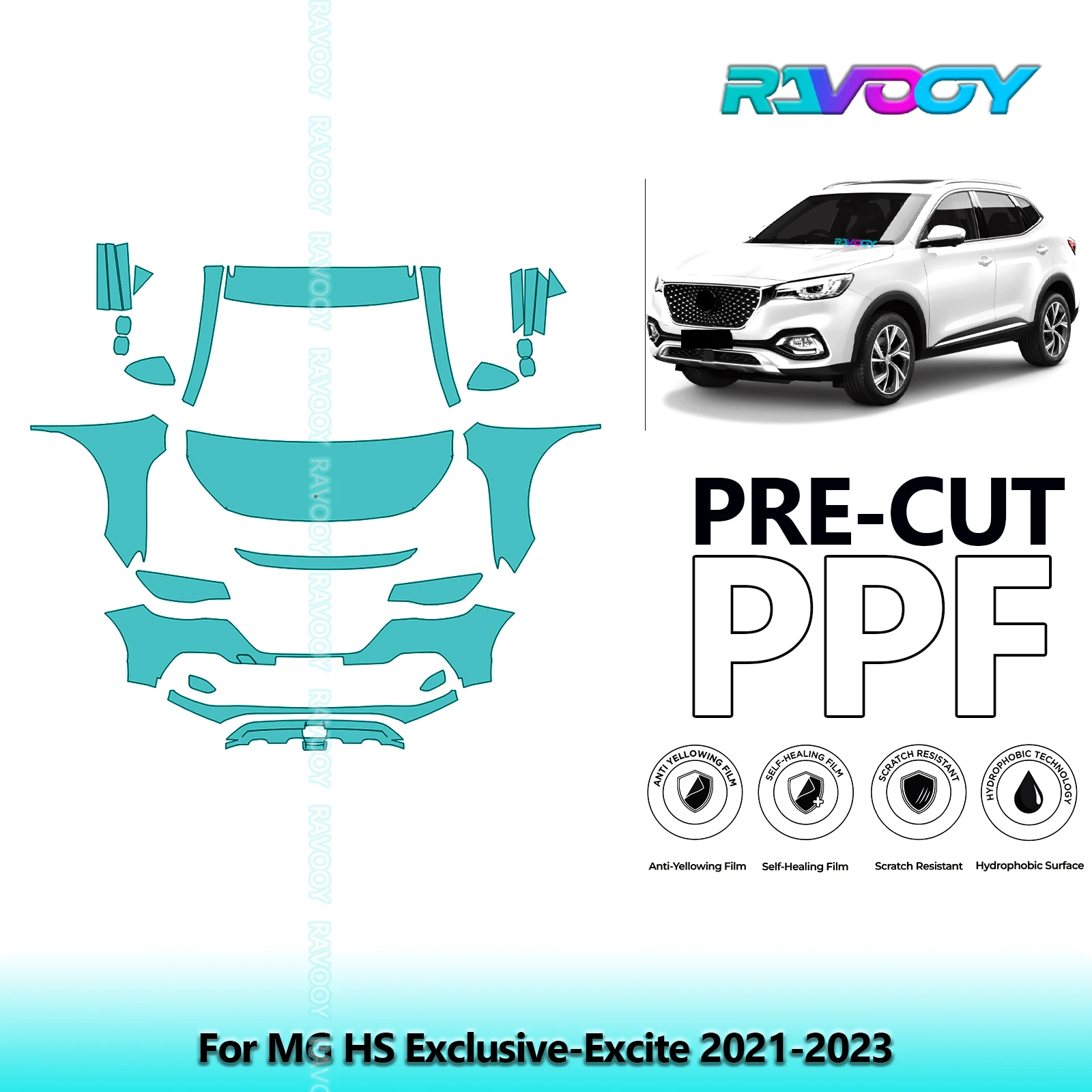 

Car Front Kit Clear Bra Precut PPF Paint Protection Film For MG HS Exclusive-Excite 2021-2023