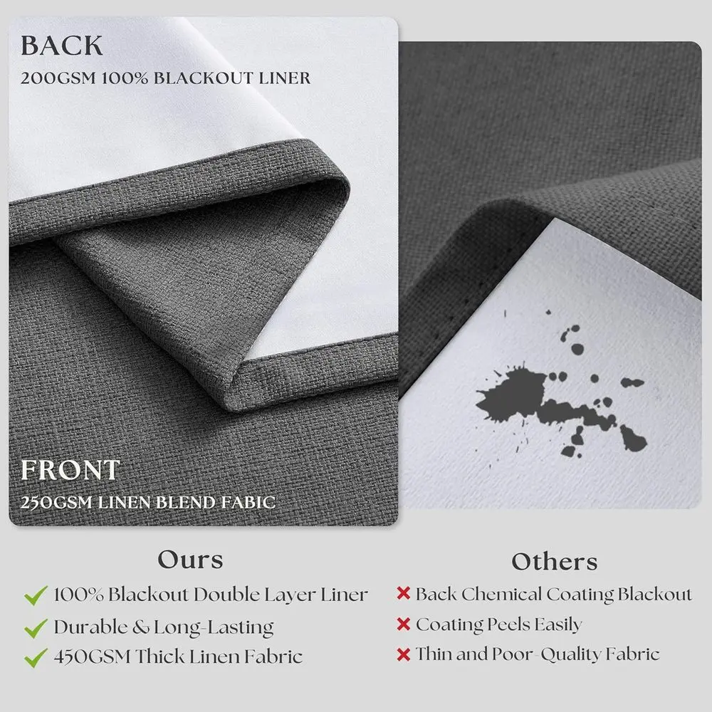 リビング＆ダイニングルーム用チャコールグレー90ピンチプリーツ断熱遮光カーテン