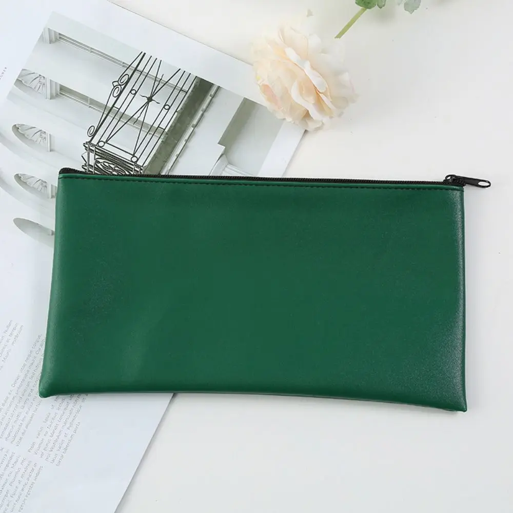 

Durable Zippered Pu Bill Bag PU Leather Bank Envelopes Cash Deposit Bag Money Holder Small Compact Money Pouch Office Products