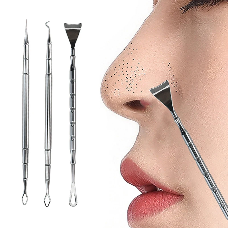 Blackhead Remover Pimple Popper Tool Acne Needle Removing Treatment Comedone Whitehead Popping Zit Nose Face Blemish Extractor