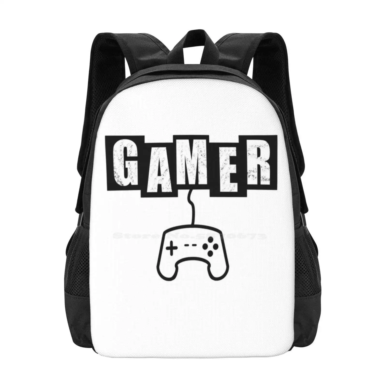 Gamer - White Hot Sale Schoolbag Backpack Fashion Bags Computer Games Gamers Challenger Game Console Game Controller Arcade Game