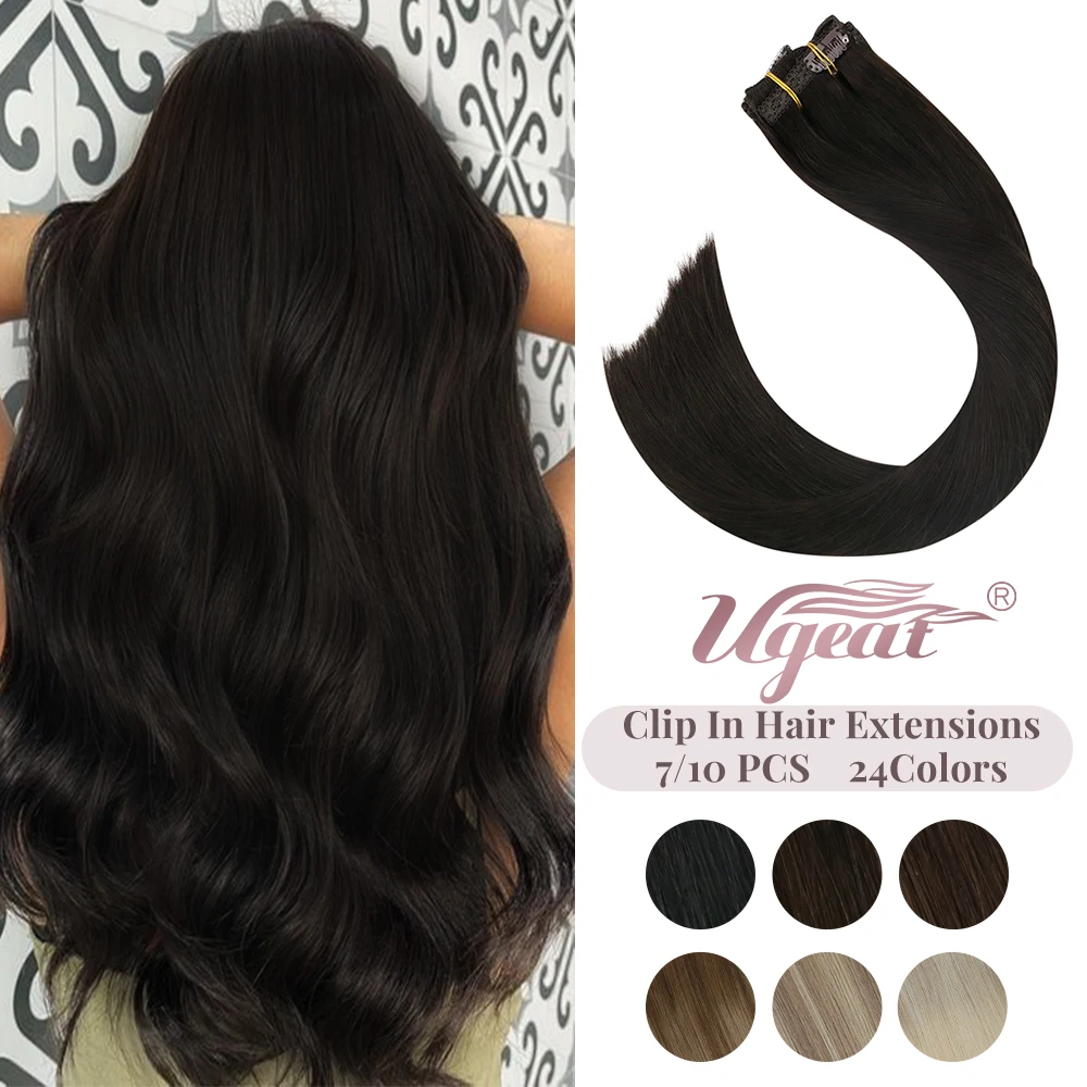 ugeat-clip-in-hair-extensions-human-hair-straight-black-machine-remy-human-hair-thick-hair-with-clips-brazilian-hair-120g-7pcs