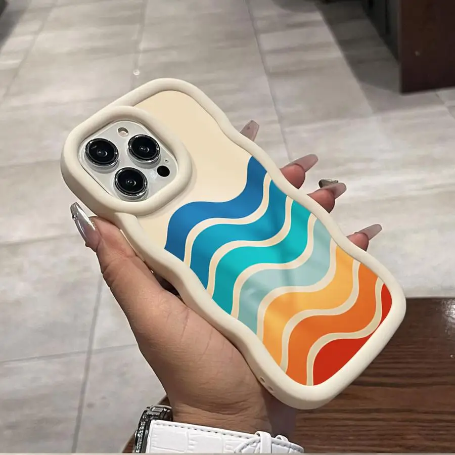 Custodia per iPhone 14 7 8 X 15 Plus XR 16 Pro Max 13 11 12 Cover morbida per telefono Strisce retrò