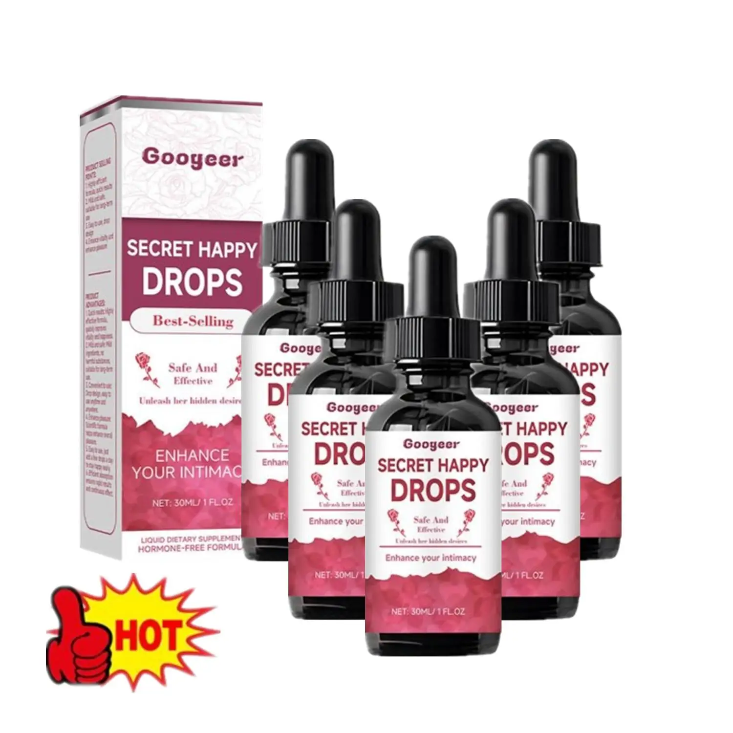 5 buah tetesan bahagia rahasia 30ml/1.01 flOz Secret Happy Drops untuk wanita tetes rahasia Dropshipping