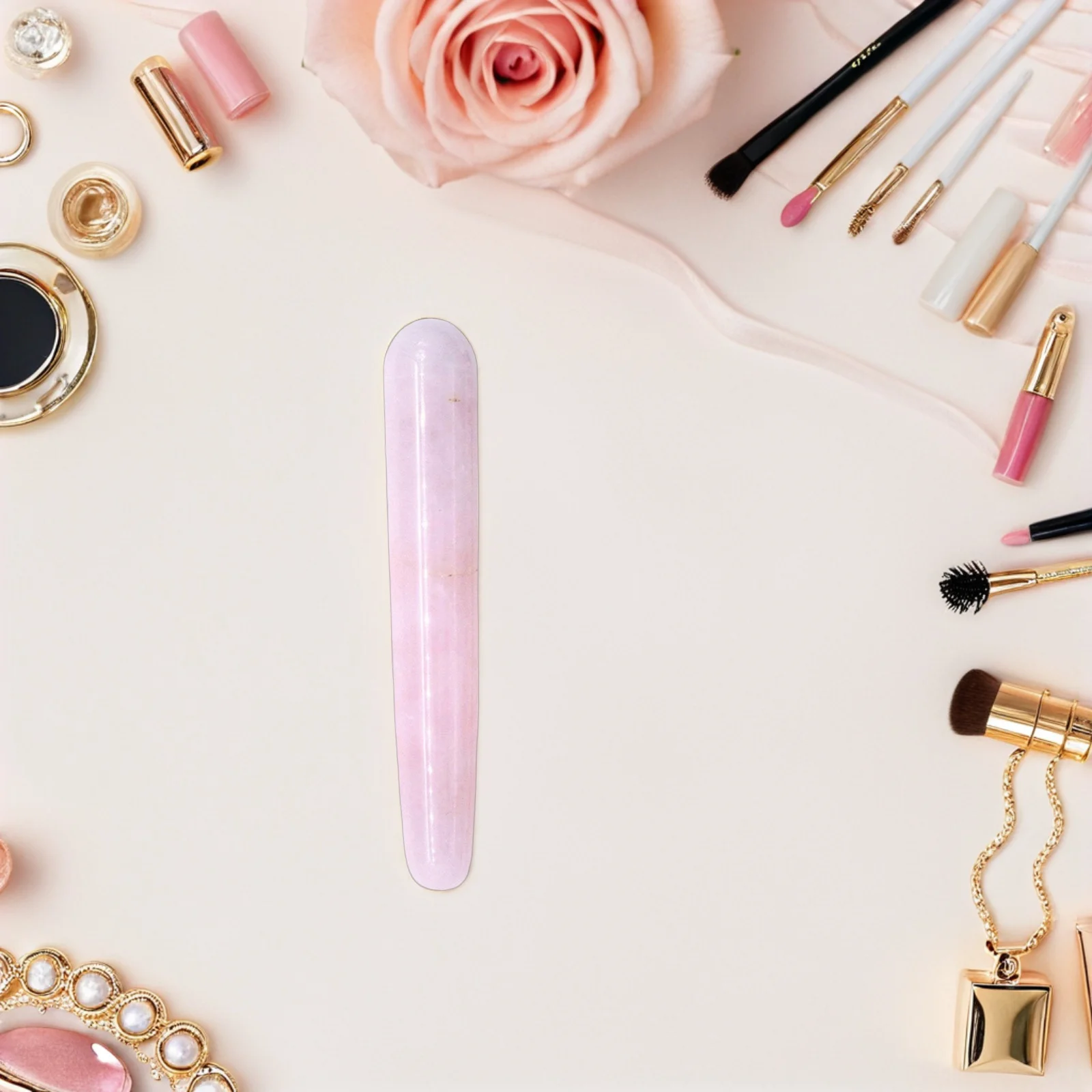 

Гладкий розовый нефритовый ролик для лица ручной работы, инструмент для ухода за кожей лица, отечность, антивозрастной обезболивающий массажер, роликовый массажер