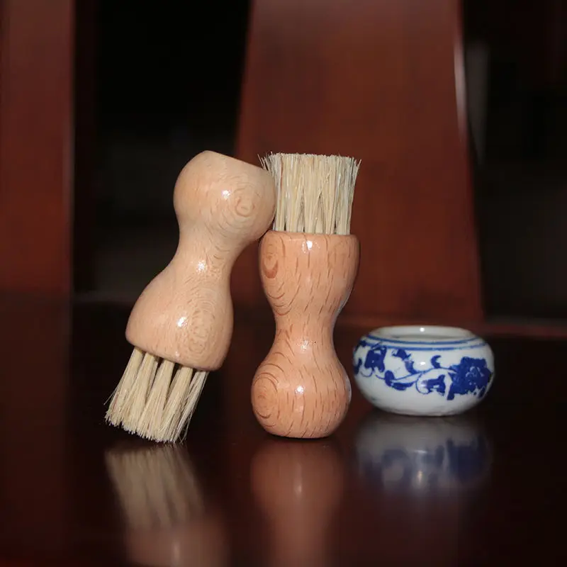 1pc/2pcs/3pcs Beech Gourd Shaped Beech Pig Hair Brush with Oiling Polishing Waxing and Ash Removal Multifunctional Shoe Brush