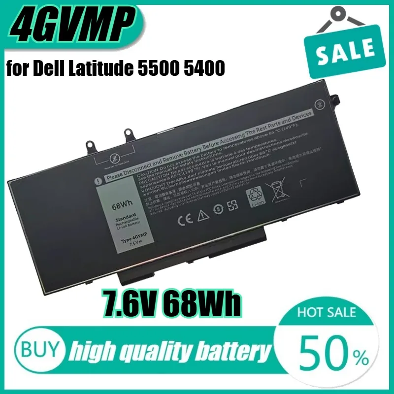 

7.6V 68Wh 4GVMP Laptop Battery for Dell Latitude 5500 5400 Precision 3540 Notebook 9JRYT C5GV2