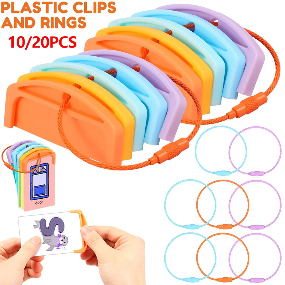10/20Pcs Portable Card Organizer Plastic Card Holder with Metal Ring Loop Lightweight Kids Card Storage for Home Daycare Center