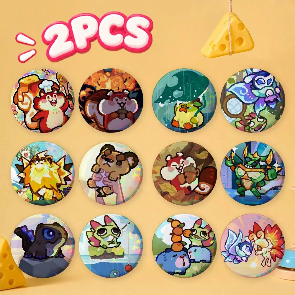 FOR Tatari Clash of Critters 2Pcs Cartoon Button Pin Badge Set Cute Anime Round Badges Decorative Pins for Backpack Bag Gift
