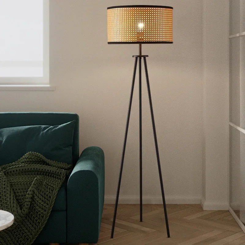 

Retro Scandinavian Tripod Led Floor Lamps Remote Dimmable Living Room Study Bedroom Bedside Standing Lights Home Decor