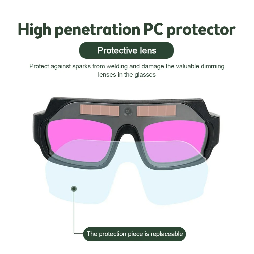 Gafas de soldadura con oscurecimiento automático, lentes antideslumbrantes con atenuación de argón, protección de arco, Placa de protección